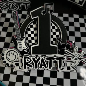 Custom Rock ‘n’ Roll Cake Topper,Born Two Rock cake topper,  Rockstar cake topper, Music Theme Birthday Party, Born to Rock Cake Topper