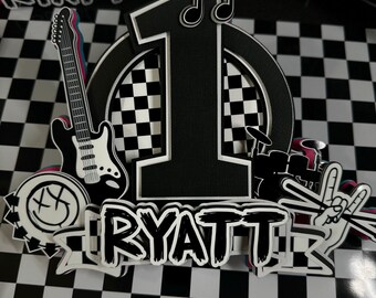 Custom Rock ‘n’ Roll Cake Topper,Born Two Rock cake topper,  Rockstar cake topper, Music Theme Birthday Party, Born to Rock Cake Topper