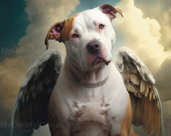Pit Bull Engel Kunst - Digitaler Download High Quality - Große Datei - Pittie - JPG - Hundemama Papa Geschenk - Christian - American Pitbull Terrier