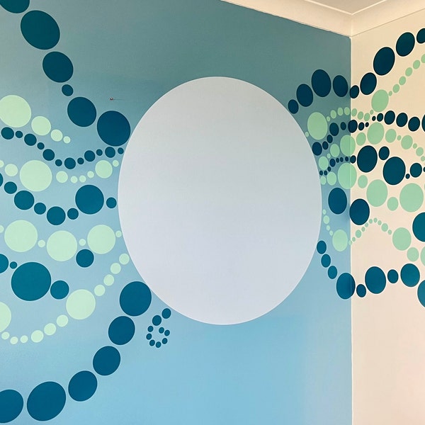 Teal Dream Dotty removable, fabric Wall Stickers.