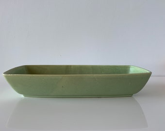 MCM Rectanglar Dish Made in California, 1940/50s, Green Glaze