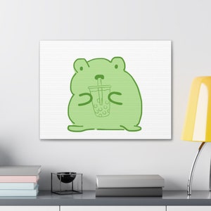 Frog Drinking Boba - Canvas Gallery Wraps