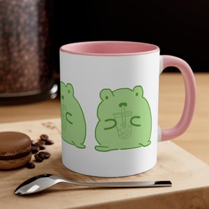 Frog Drinking Boba - Accent Coffee Mug, 11oz
