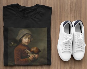 Boy with a snail T-shirt | Art Shirts | Graphic Tees | Tops | Clothing | Men's Clothing | Women's Clothing | unisex | dreams| animal | Arts