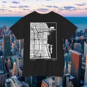 Chicago-Karte T-Shirt | Chicago T-Shirt | Chicago Innenstadt | Chitown | Chicago IL | Falls Sie eine andere Farbe benötigen Chicago Merch | Original Chicago