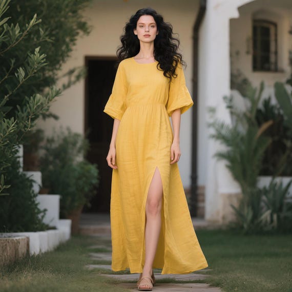 half sleeve boho maxi dress PrvdeBri Women Boho Floral Printed Dress V Neck Half Sleeve Maxi Dress Front Button Side Pocket Loose Fit Dresses Summer Flowy Mid-Calf Dress Beach
