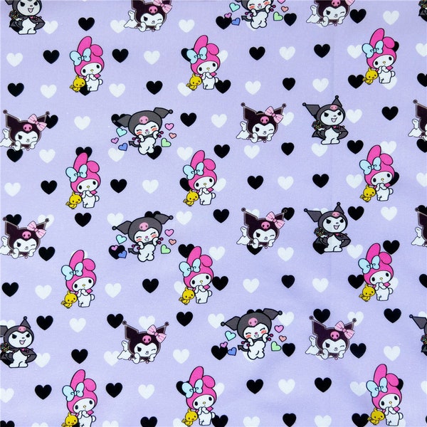 Sanrio My Melody Kuromi Fabric Pure Cotton Cartoon Fabric By The Half Yard