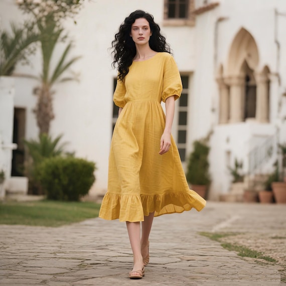 midi yellow linen dress Buy Nobodys Child Yellow Linen Blend Maddie Midi Dress from Next USA