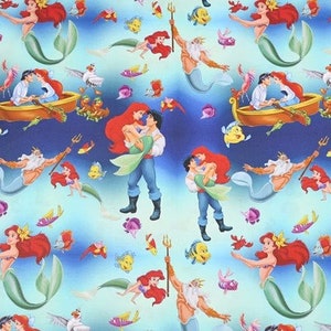 Disney Little Mermaid Ariel Fabric Disney Princess Fabric Pure Cotton Cartoon Fabric By The Half Yard