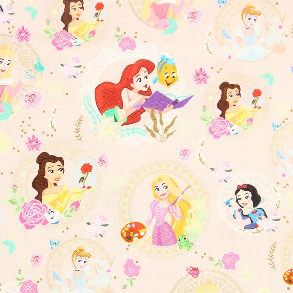 Disney Princess Fabric Snow White Aurora Cinderella Ariel Jasmine Alice Fabric Pure Cotton Cartoon Fabric By The Half Yard