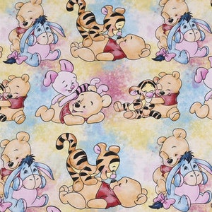 Disney Classic Pooh & Friends Fabric Winnie Pooh Tigger Piglet Eeyore Fabric Pure Cotton Cartoon Fabric By The Half Yard