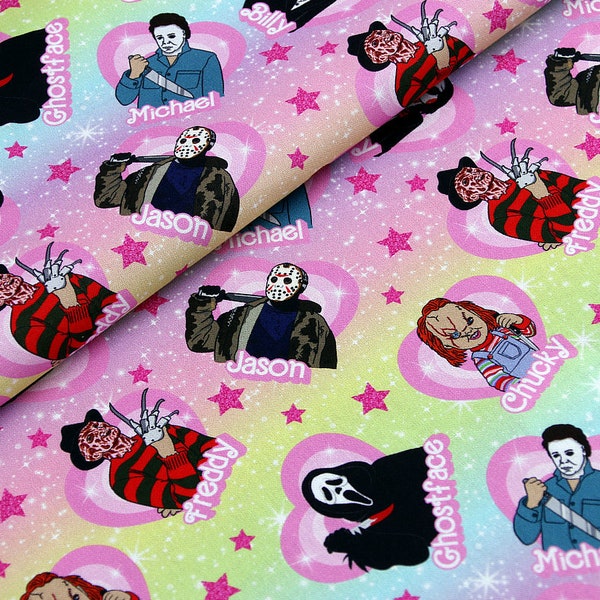 Halloween Fabric Gothic Fabric Jason Fabric Freddy Fabric Chucky Fabric Pure Cotton Cartoon Fabric By The Half Yard