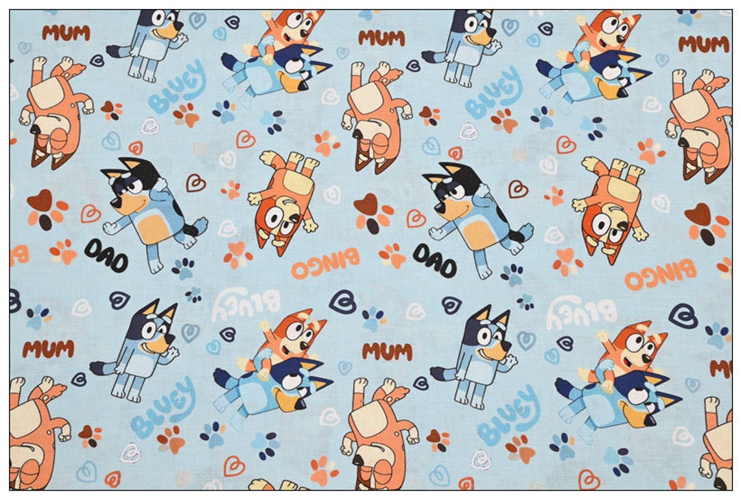 Bluey and Bingo Fabric Blue Dog Fabric 100% Pure Cotton Cartoon Fabric ...