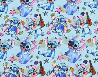 Stitch Fabric Play Guitar Fabric Blue Koala Fabric Tissu de dessin animé en pur coton par la demi-cour