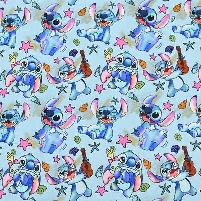 K&Y Stitch Lilo playing guitar Sticker for phone case car window, laptop  Size 3 (Pack of 3)