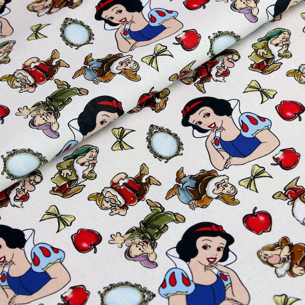 Disney Princess Snow White Fabric Pure Cotton Cartoon Fabric By The Half Yard