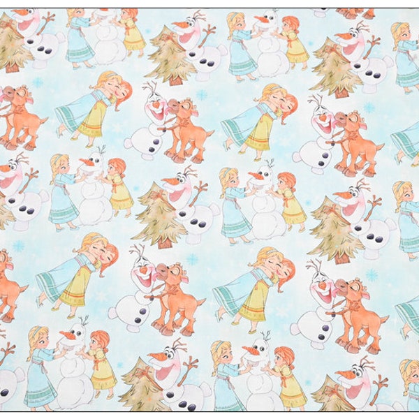 Frozen Disney Princess Fabric Elsa and Anna Fabric Pure Cotton Cartoon Fabric By The Half Yard