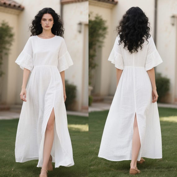 slim fit dress slacks Strapless Linen A Line Mini Dress - White