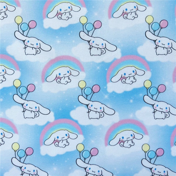 Sanrio Cinnamoroll Fabric Pure Cotton Cartoon Fabric By The Half Yard