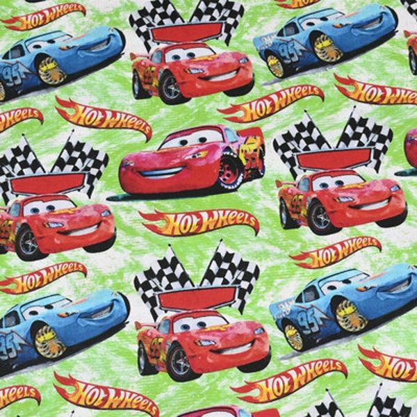 Tissu de voiture Hot Wheels Tissu de dessin animé en coton pur par la demi-cour