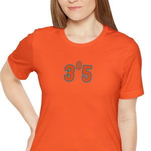 305 T-shirt, riktnummer t-shirt, 305, Miami, Miami-Dade, Florida, TRE OCH FEM, (orange siffror med turkos kontur)