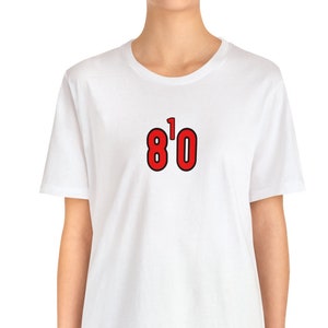 810 T-shirt, riktnummer t-shirt, 810, Michigan, EIGHT ONE OH, (röda siffror med svart kontur)