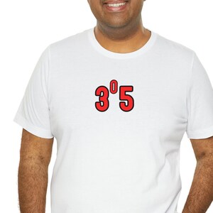 305 T-Shirt, area codes t-shirt, 305, Miami, Miami-Dade, Florida, THREE OH FIVE, (Red Numbers With Black Outline)