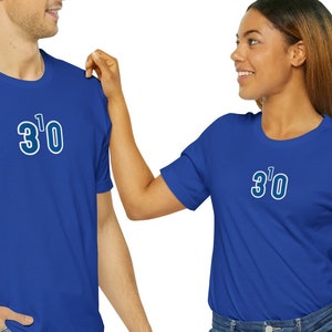 310 T-shirt, riktnummer t-shirt, 310, Los Angeles, Kalifornien, THREE ONE OH, (blå siffror med vit kontur)