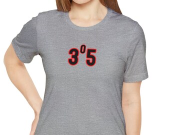 305 T-Shirt, area codes t-shirt, 305, Miami, Miami-Dade, Florida, THREE OH FIVE, (Black Numbers With Red Outline)