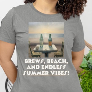 Sip in Style: Artistic Beer T-Shirts for Beach Enthusiasts, Drinks on the beach with Charles-Marie Dulac, Beach Scene T-shirts