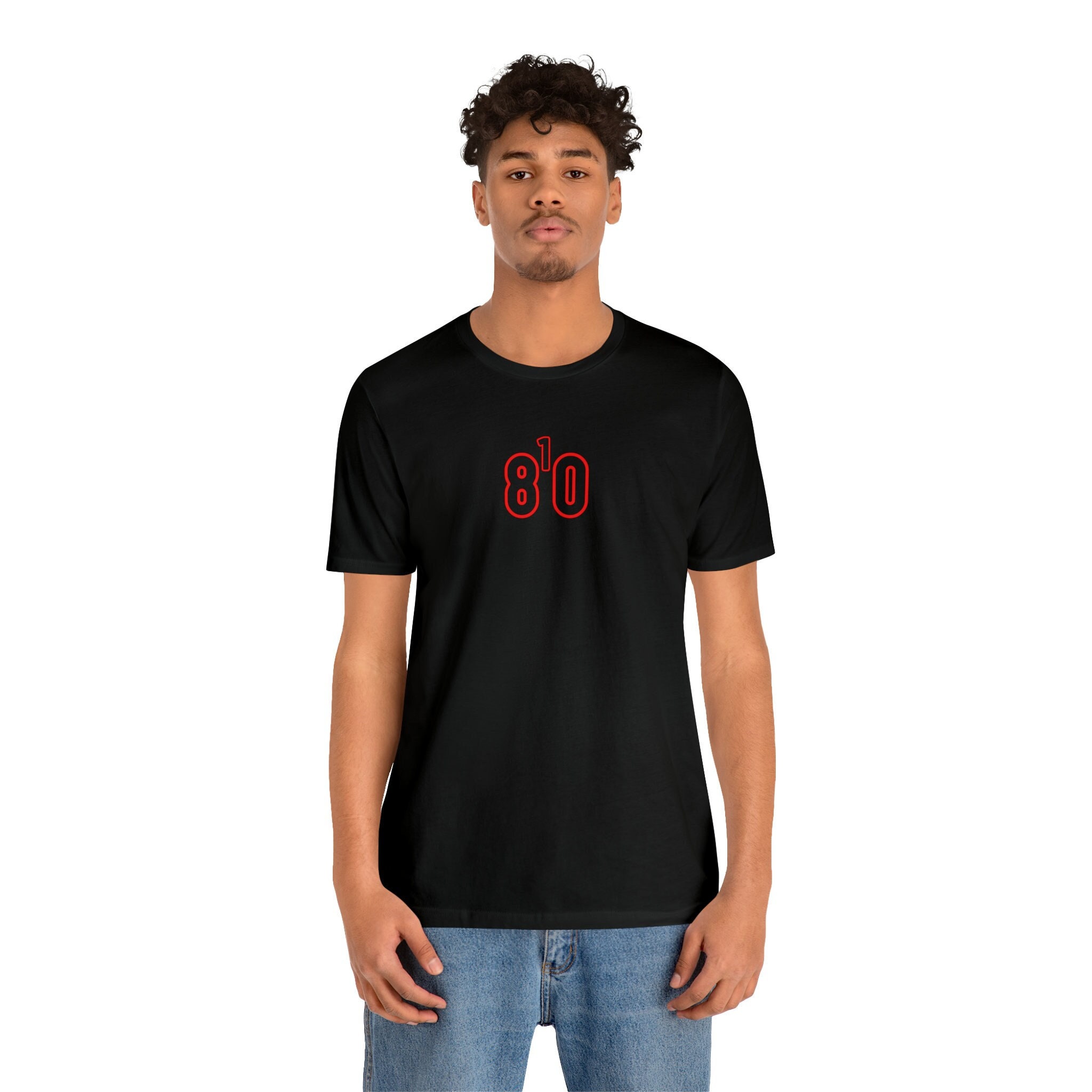 810 T-Shirt, area codes t-shirt, 810, Michigan, EIGHT ONE OH, (Black Numbers With Red Outline)