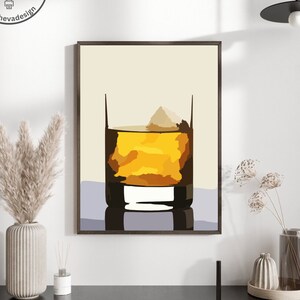 Bar Cart Art Bar Minimalistyczny Whiskey Wydruk Galeria Sztuki Wydruki Ścienne Bar Art Print Vintage Liquor Plakat Dekoracja Jaskini Człowieka