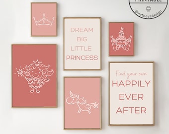 Princess Nursery Print Set: Fairy, Castle, Unicorn (Digital Download)
