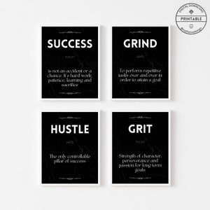 Entrepreneur Wall Art Motivational Canvas Set of 9 Pieces Canvas Prints Office Decor Inspirational Grind Hustle Success Execution Modern Art