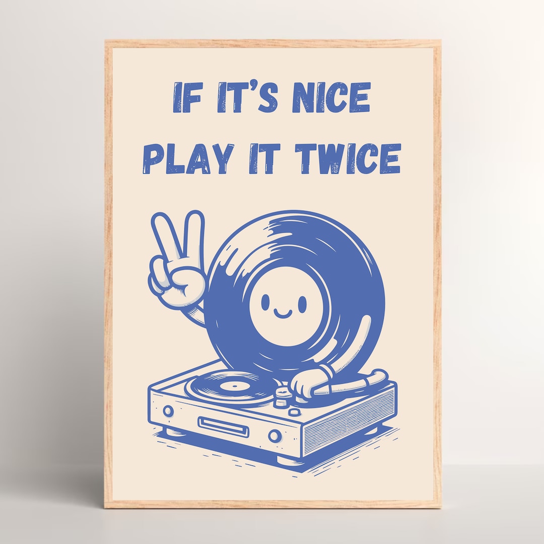 Music Lover Wall Art Retro Groovy Print Record Player Poster Turntable