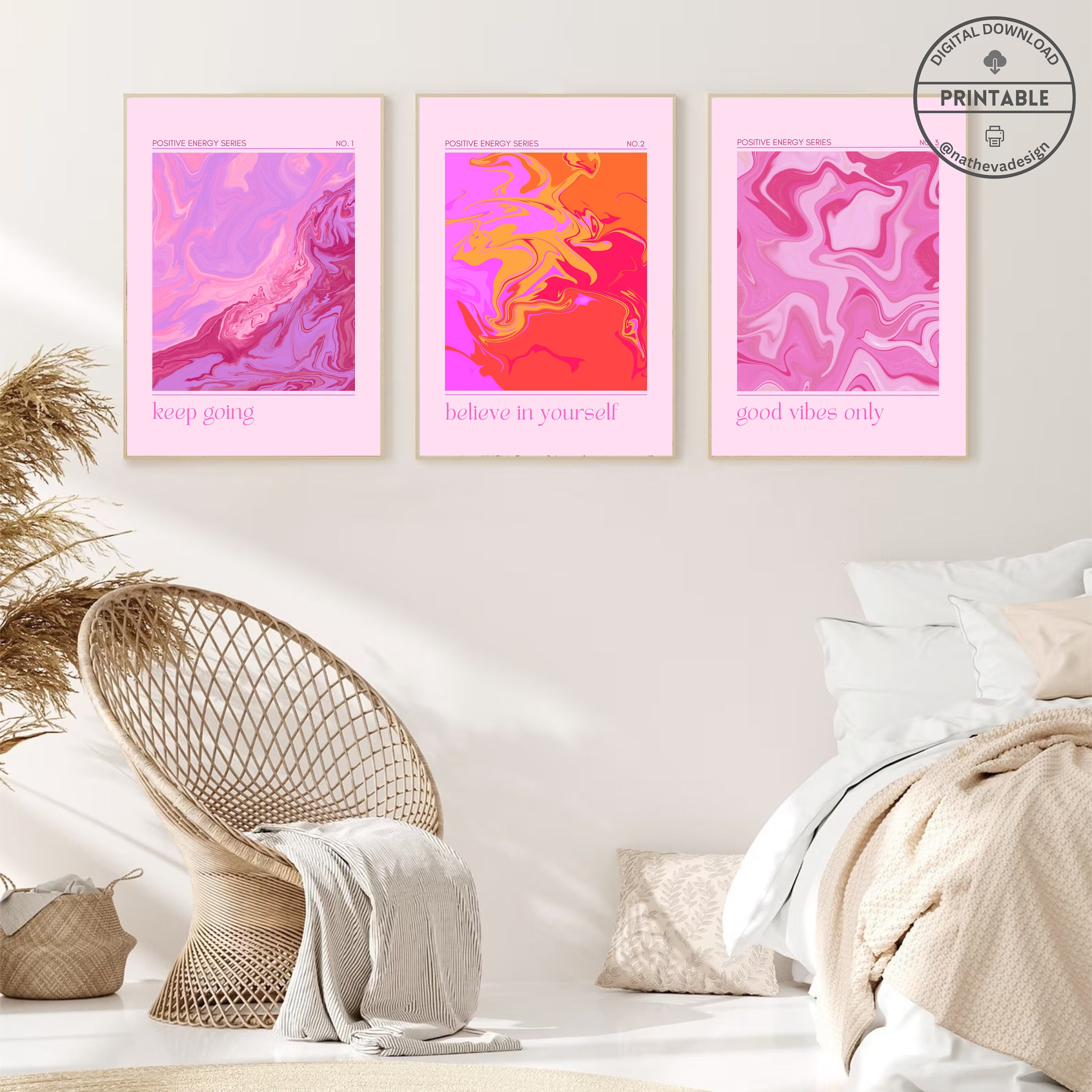 Preppy Room Decor Motivational Wall Art Pink Dorm Decor for - Etsy ...