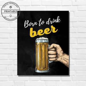 バーカートアート ビールウォールアートプリント ビール愛好家へのギフト 男の隠れ家アート 地下室バーウォールアート装飾 お酒を飲むために生まれた愛好家へのギフト