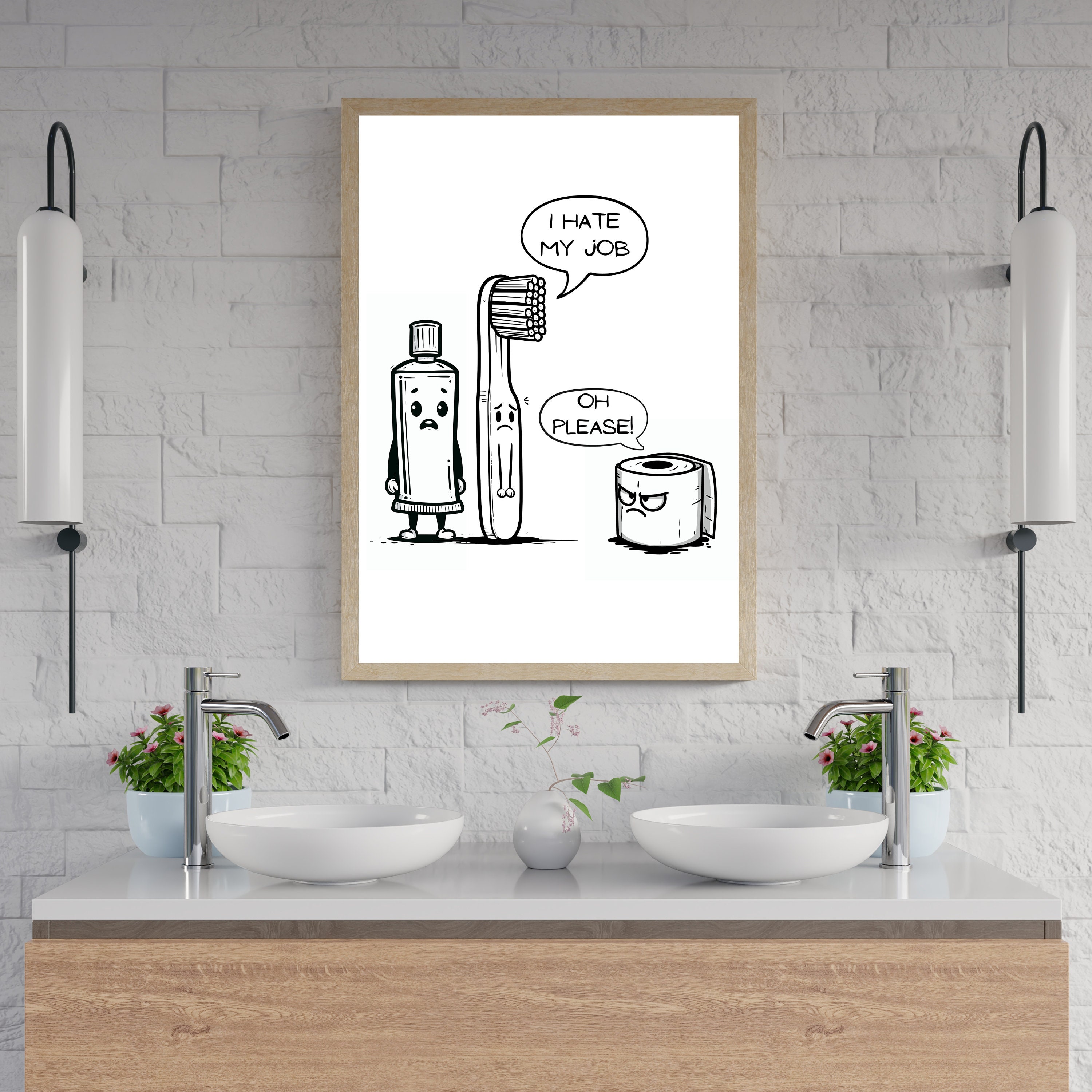 Funny Bathroom Cartoon Art: Minimalist Humor Print (digital Download) -  Etsy Israel, image size:3000x3000