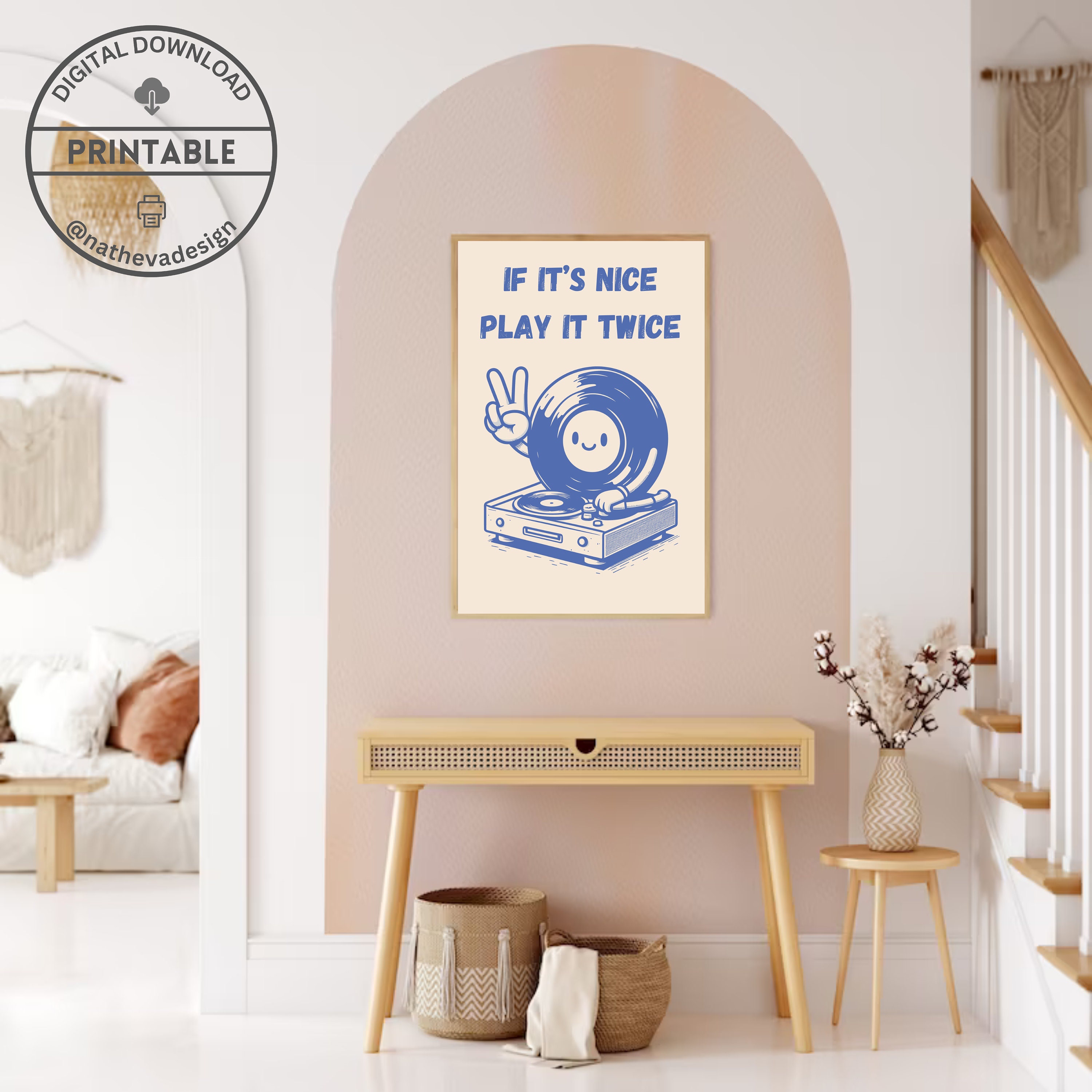 Music Lover Wall Art Retro Groovy Print Record Player Poster Turntable