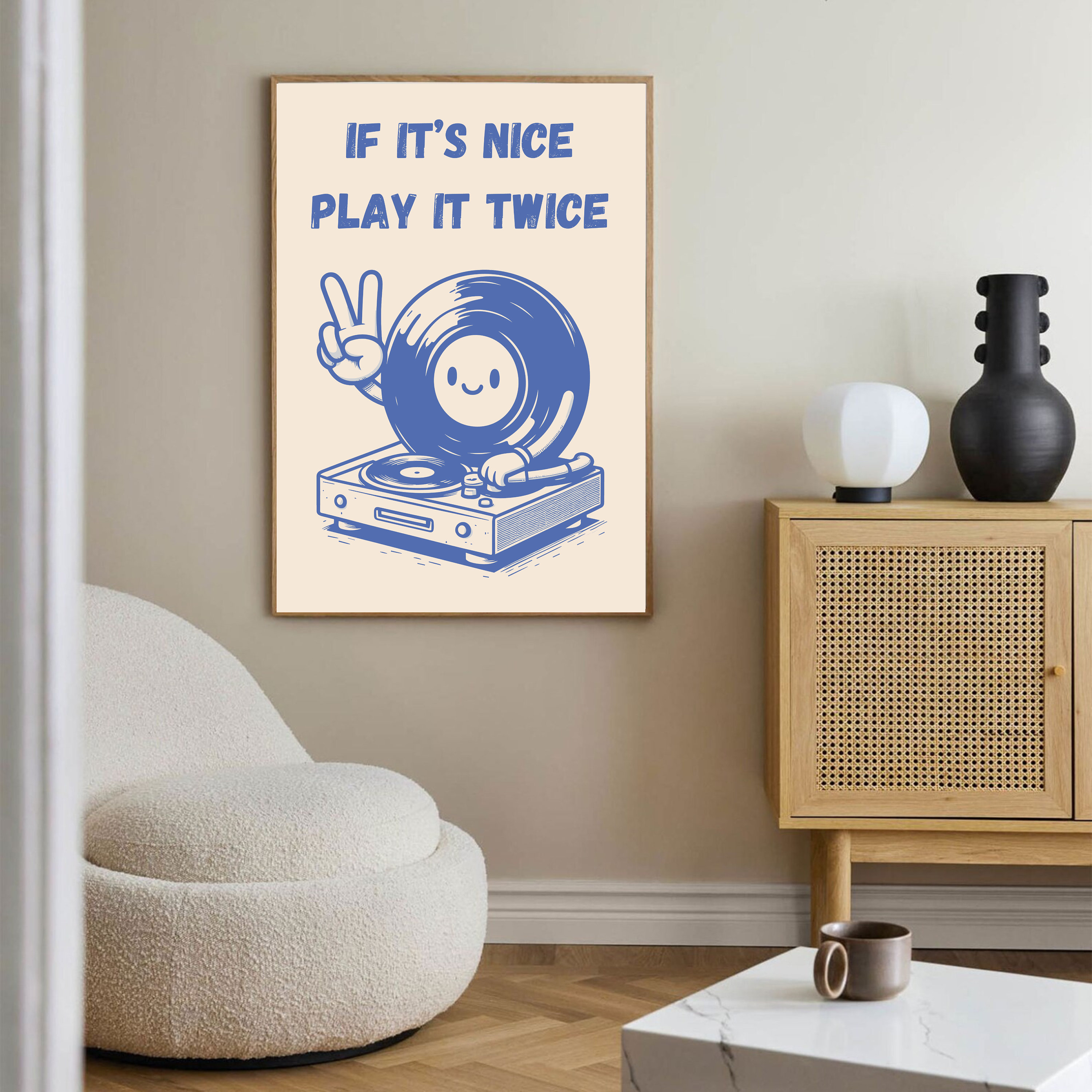 Music Lover Wall Art Retro Groovy Print Record Player Poster Turntable