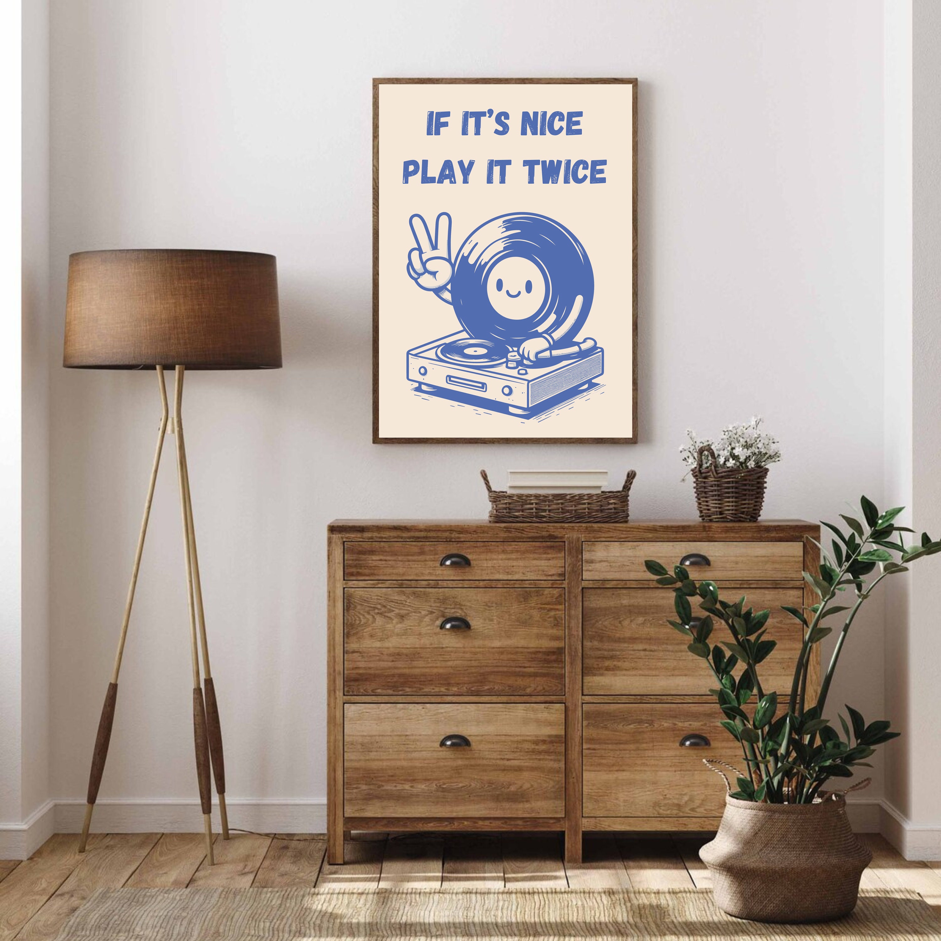 Music Lover Wall Art Retro Groovy Print Record Player Poster Turntable