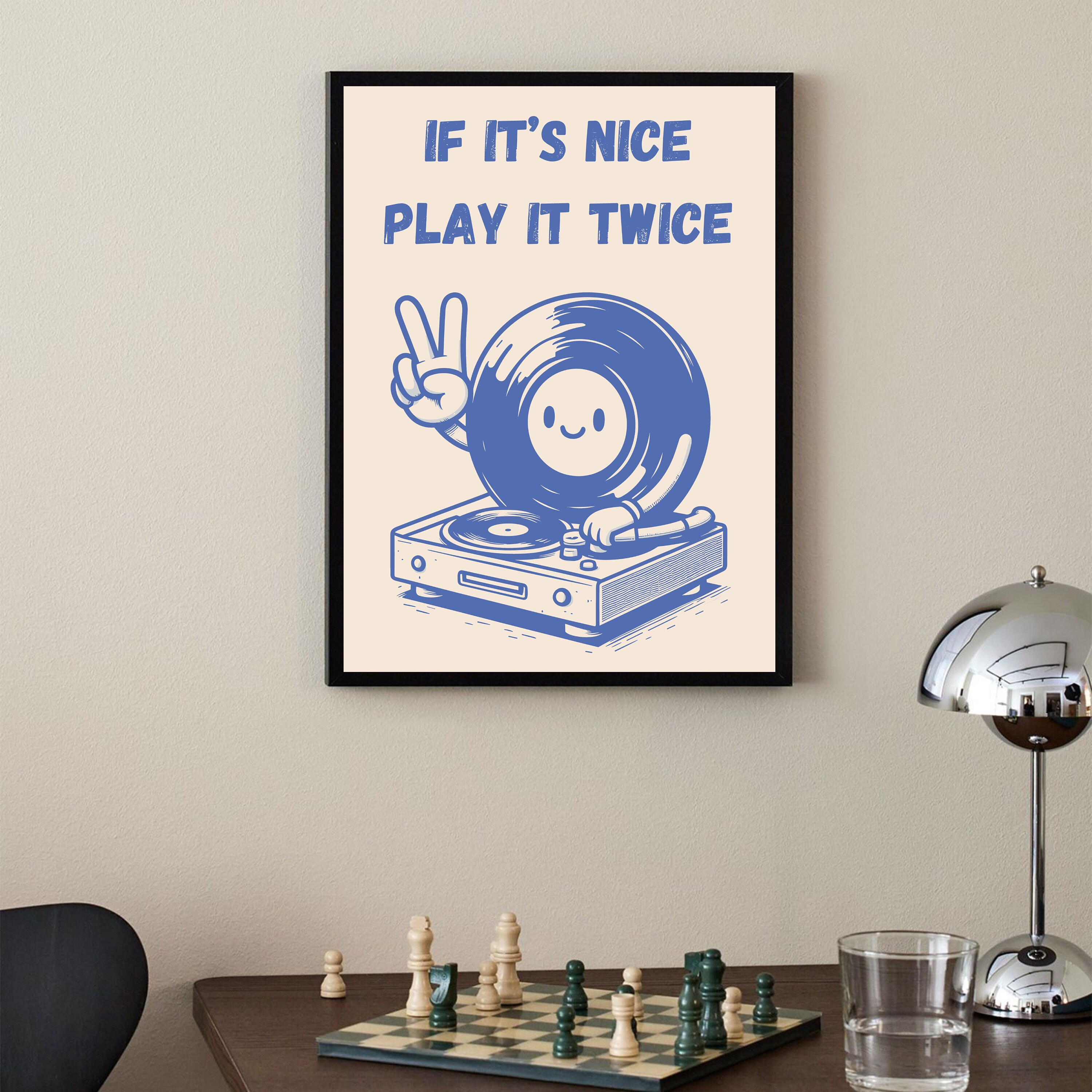 Music Lover Wall Art Retro Groovy Print Record Player Poster Turntable
