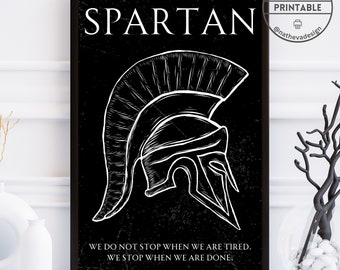 Spartan Warrior Helmet Print: Motivational Quote Art (Digital Download)