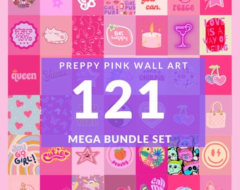 Preppy Pink Wall Art Prints: Teen Girl Room Decor (121 Images) (Digital Download)