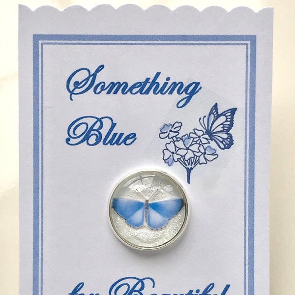 Something Blue Pin, wedding lapel tie tack pin, unique butterfly pin, bridal shower gift idea for garden wedding, Summer Azure Butterfly