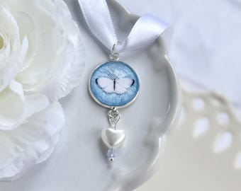 Butterfly Wedding Bouquet Charm: Something Blue Bridal Keepsake