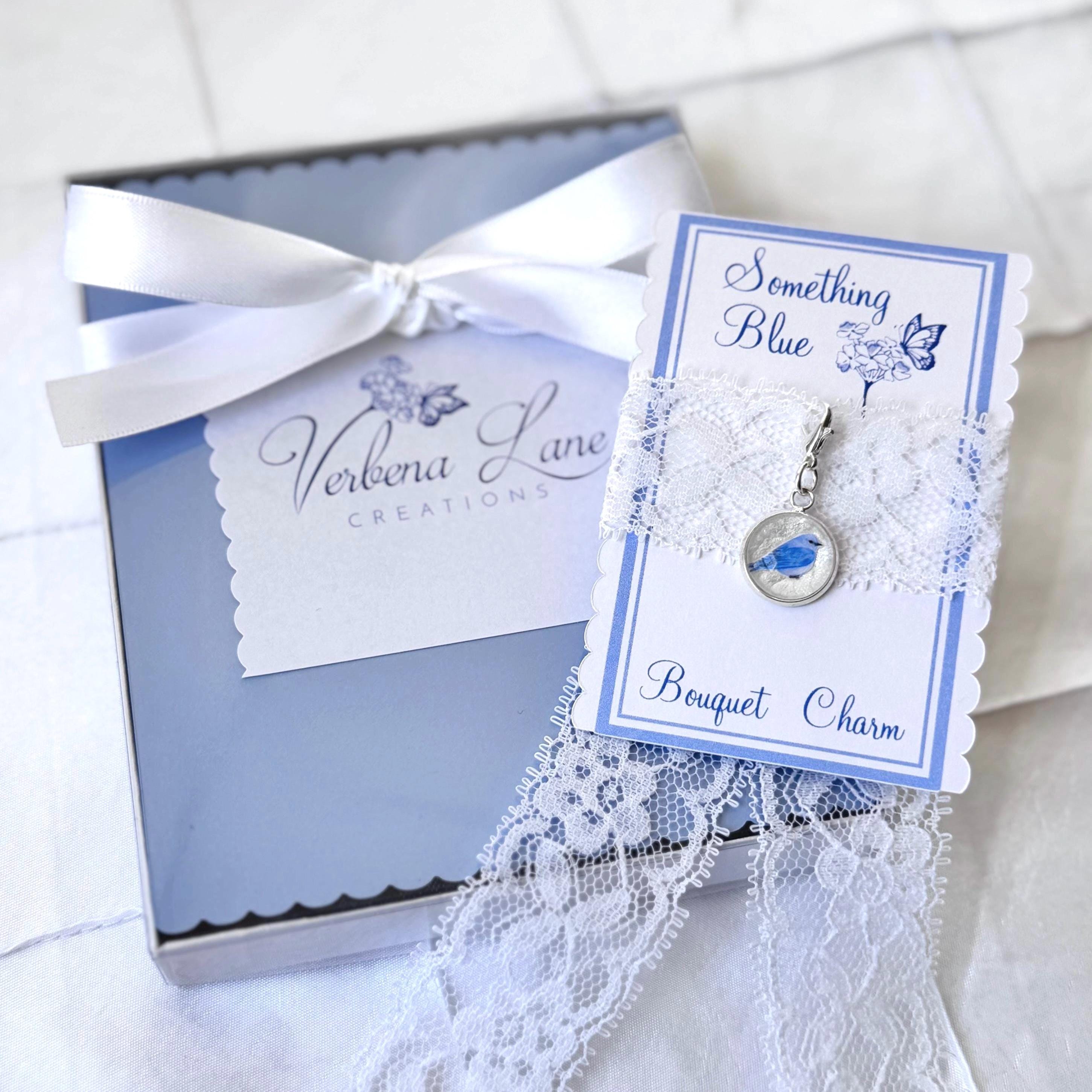Tiny Something Blue for Bride Bouquet Charm, Boho Clip on Bluebird ...
