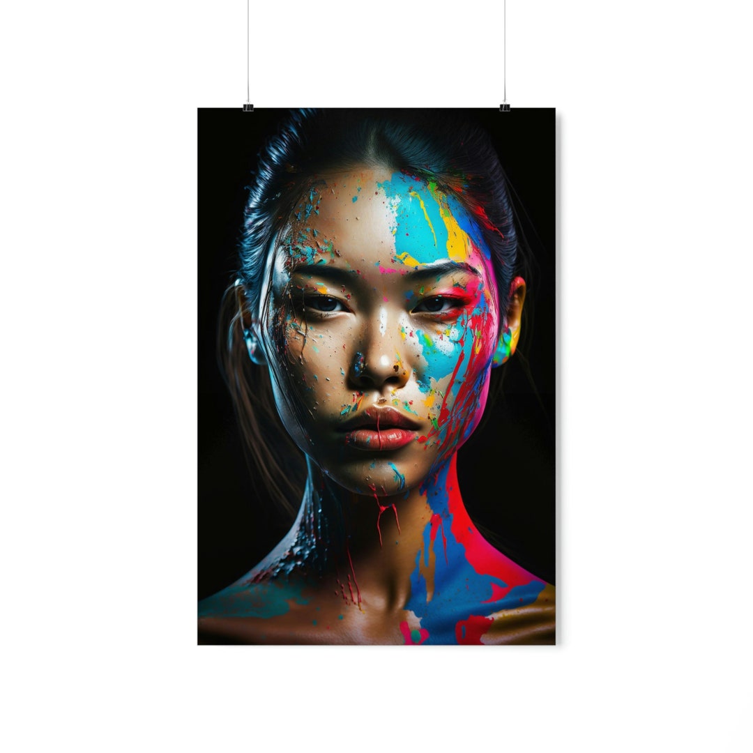 Beautiful Colorful Asian Woman Poster Etsy