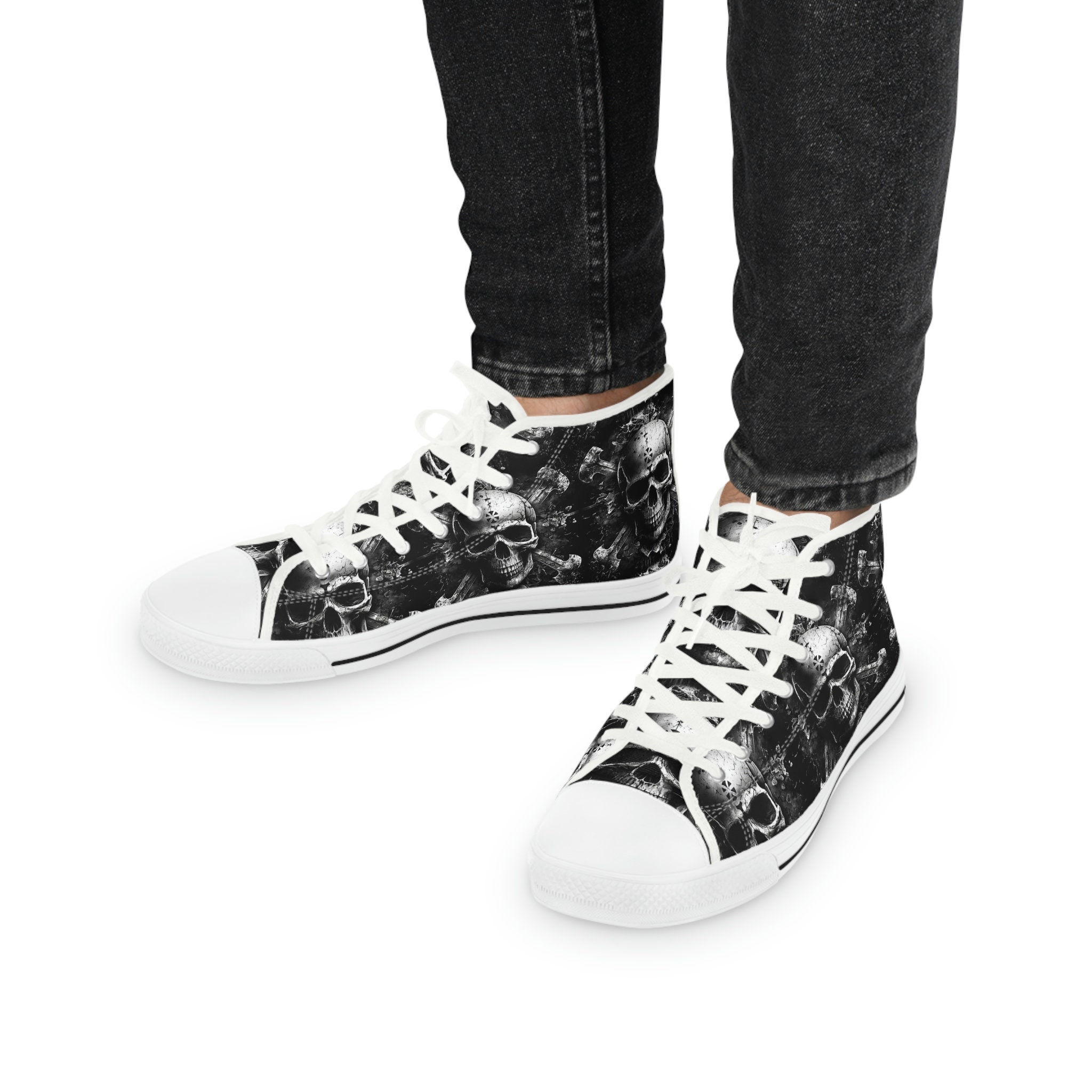 Discover Men's High Top Sneakers with Skull Design