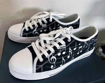 Music Notes Women's Low Top Sneakers - Brand New Athletic Shoes for All Music Lovers